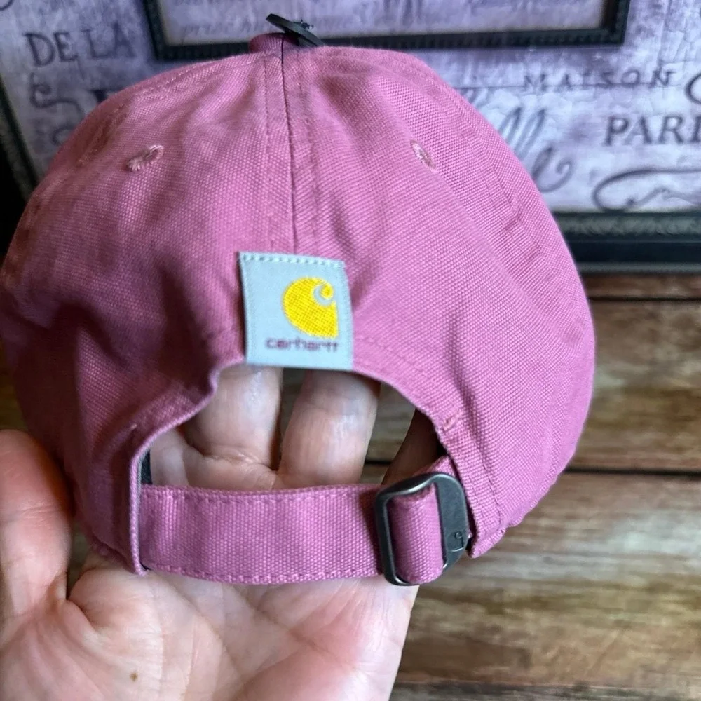 New Carhartt Pink Canvas Script Graphic Cap One Size with Force Tech Sweatband